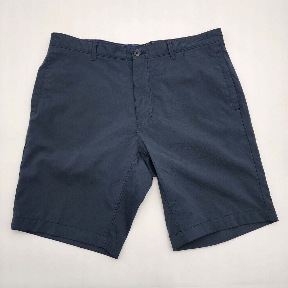 Calvin Klein Mens Size 32 Chino Golf Shorts Navy Flat front Stretch Bottoms